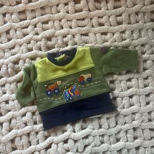 Little Me Green and Navy Construction Sweater